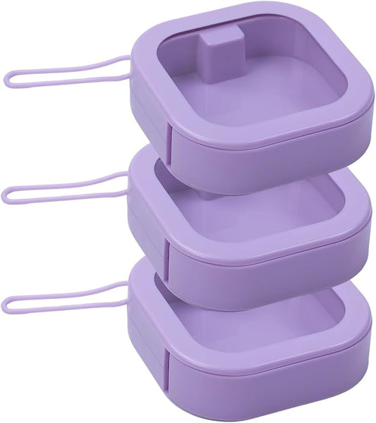 3 Pcs 3.74 * 3.74 * 1.18 in Purple Portable Hair Tie Organizer, Travel Hair Accessories Organizer Storage Boxes Portable Holder, Bathroom Cotton Swab Dispenser for Women/Mom