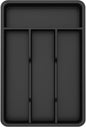 Lifewit Silverware Drawer Organizer Tray, Plastic Cutlery Storage for Kitchen, Flatware and Utensil Holder Divider for Spoons Forks Knives Tableware, 7.8 x 12.4", 4 Slots, Black