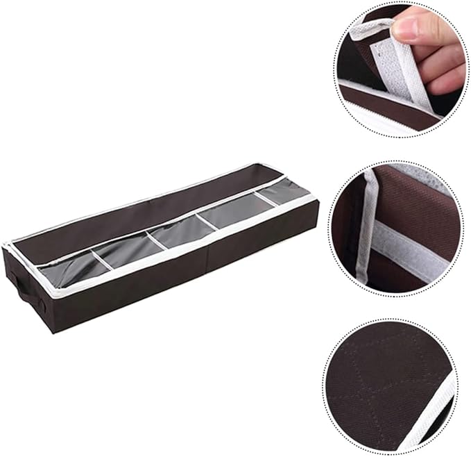 GARVALON Foldable Non Woven Shoes Box with Visual Window for Home and Dorm Compact Shoe Organizer Dustproof Storage Case Portable