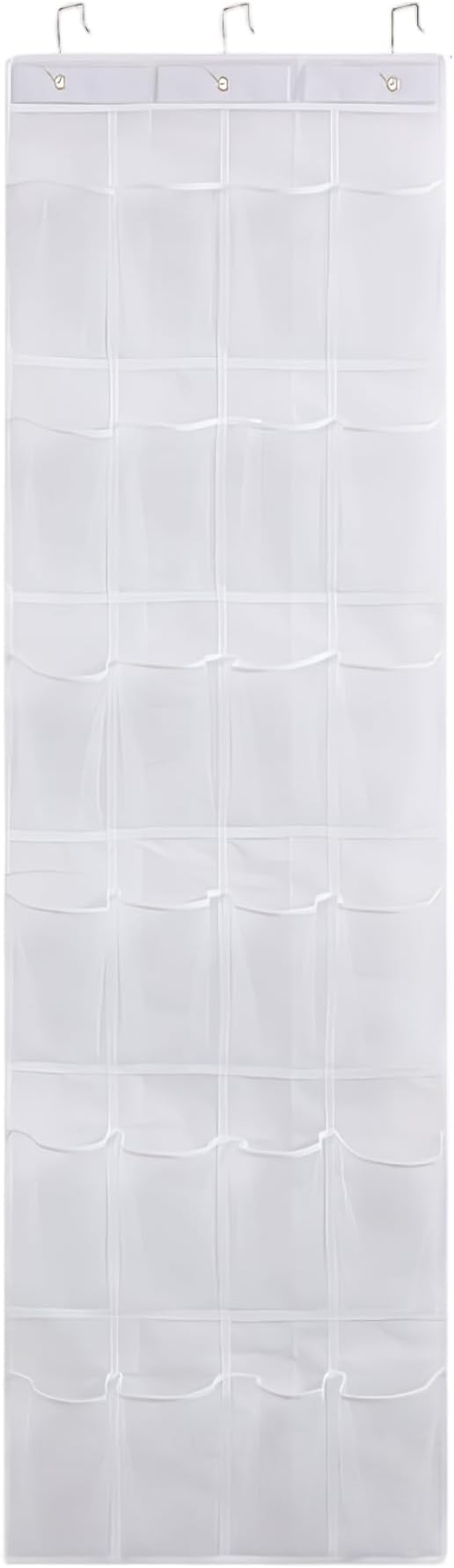 Over the Door Shoe Organizer Shoe Hanger for Door 24 Mesh Pocket Over the Organizer Space Saving Hanging Storage Holder with Hooks 64x19 Inch White