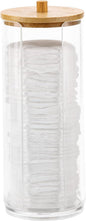 Tecbeauty Cotton Pads Holder Makeup Removers Pad Organizer Dispenser for Bathroom Storage - Bamboo Lid