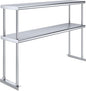 48" x12" NSF Stainless Steel Double Overshelf | 18-Gauge Heavy-Duty | Includes Brackets