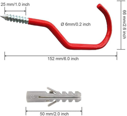Bicycle Rack Wall Hook Wall Mount Tool Holder U-Hooks for Home Organizer Garden Tools Shovels Rake Stroller Ladder 6 Pack