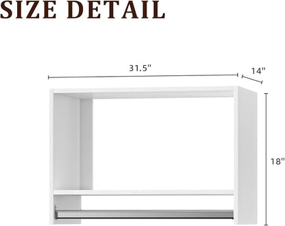 31.5" Wide Tall Hanging Modular Closet System, Wall-Mounted Closet Organizer with Shelf and Hanging Rod, White