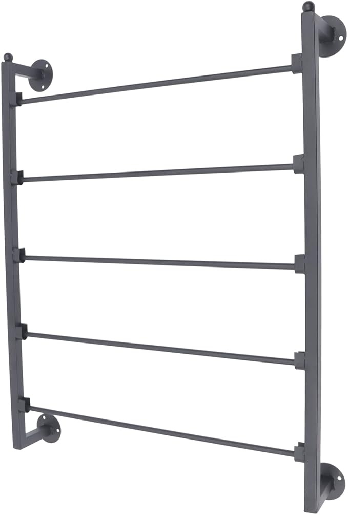 Wall Mounted Scarf Rack, 5-Tier Metal Scarves Towels Rack Wall Display Silk Ribbon Storage Organizer Black Hijab Hanger for Flower Shop Retail Store (Black)