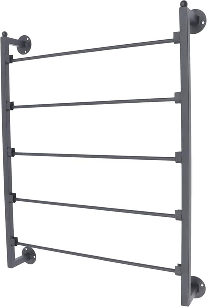 Wall Mounted Scarf Rack, 5-Tier Metal Scarves Towels Rack Wall Display Silk Ribbon Storage Organizer Black Hijab Hanger for Flower Shop Retail Store (Black)