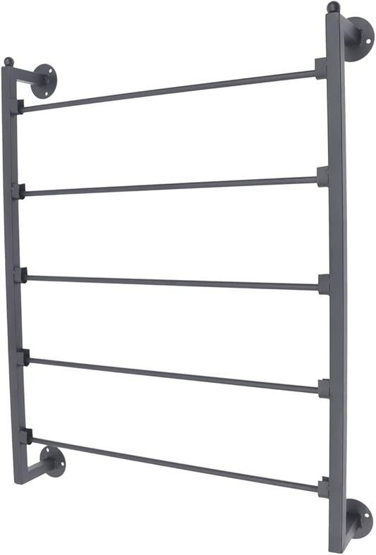 Wall Mounted Scarf Rack, 5-Tier Metal Scarves Towels Rack Wall Display Silk Ribbon Storage Organizer Black Hijab Hanger for Flower Shop Retail Store (Black)