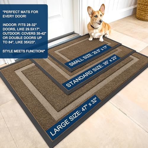 OLANLY Front Door Mat 23.5x15.5, All-Season Heavy-Duty Rubber Doormat - Image 2