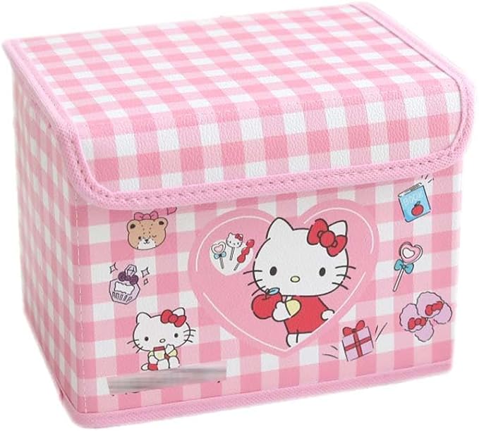 Kawaii Caretoon Fodable Stoage BIn, Cute Anime Collapsible Organizer basket Makeup Holder Office Desk Room Storage Bin (Cat)