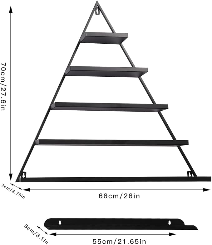 Metal Wall-Mounted Nail Polish Storage Racks, Nail Polish Storage Racks, 6PCS Triangular Cosmetic Display Racks Metal Wall Mounted Nail Polish Rack for Spa Nail Salon Shop Home (Black)