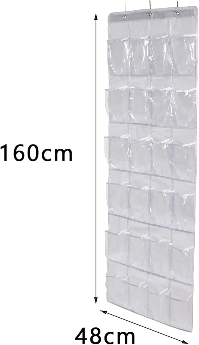 Baoblaze Over The Door Shoe Organizer Hanging with 24 Pockets Shoe Rack Holder Storage Hanger for Closet Door for Men Women Boys Kids, White