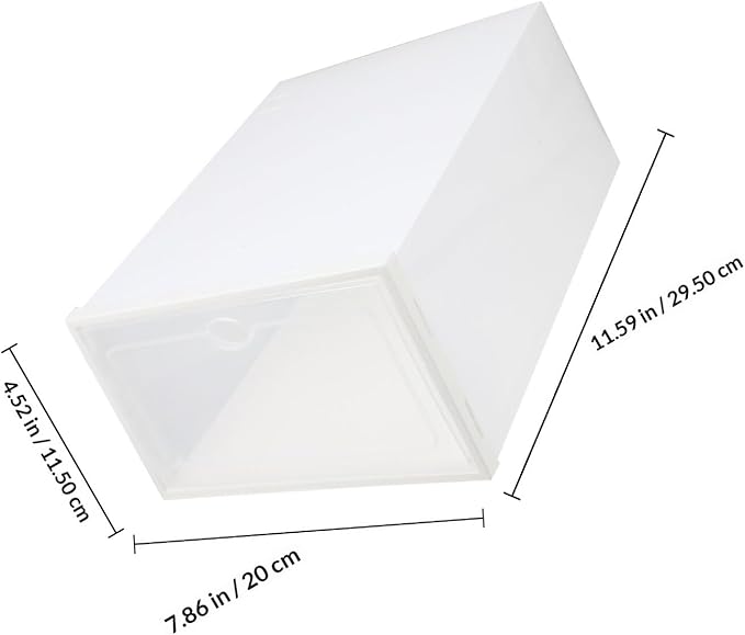 LABRIMP Thickened Plastic Shoe Boxes with White Frame 4pcs Waterproof Dustproof Home Shoe Storage Organizers