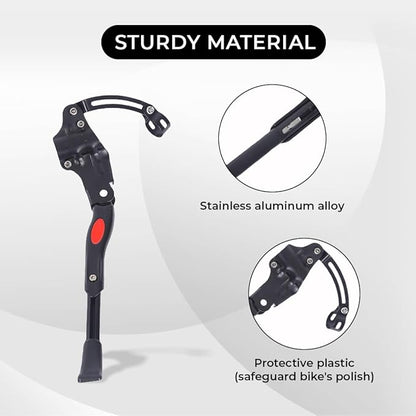 Endless EL1056 Cycle Stand can Adjustable Between 24-29 Inch | Black | Material : Aluminium Alloy Bike Side Kickstand with Double Nut | for All Types Cycles or Bikes