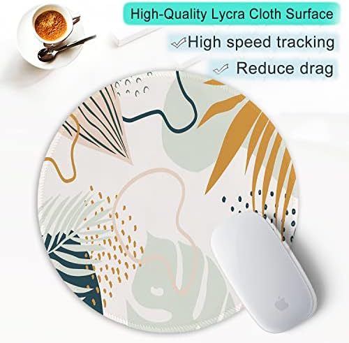 ITNRSIIET Round Mouse Pad with Stitched Edge Premium-Textured Waterproof Non-Slip Rubber Base Desktop Protection Mat Diameter 8.7 inches, Tropical Plants - Image 6