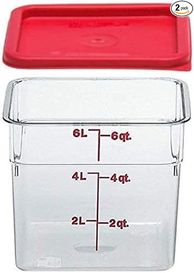 Cambro 6SFSCW135 Camsquare Food Container, 6-Quart, Polycarbonate, Clear, NSF with Lid