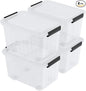 50 Quart Large Plastic Storage Bins with Wheels, Clear Storage Boxes with Lids, 4 Packs
