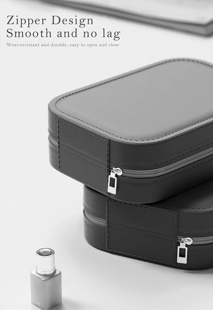Small Makeup Box with Light-Filling Mirror, Portable Cosmetics Case, LED light Makeup Storage Box (Black)
