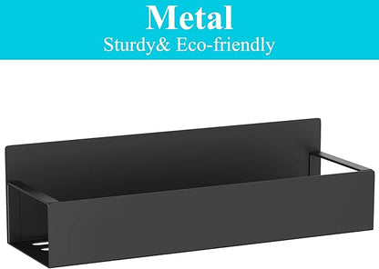 HuggieGems Metal 4 Pack Magnetic Spice Storage Rack Organizer for Refrigerator and Oven, Black Fridge Organizers and Storage, Metal