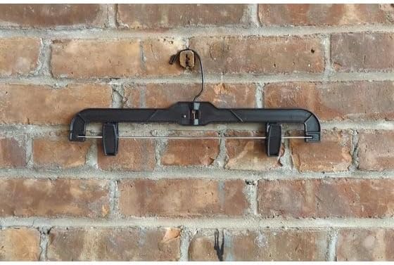 NAHANCO 14” Heavy Weight Plastic Skirt/Pant Hangers with Black Hook and Black Plastic Clips, Pack of 25