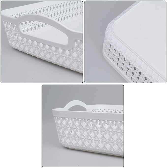 A4 Paper Tray, Plastic Storage Basket Trays, White, Set of 6