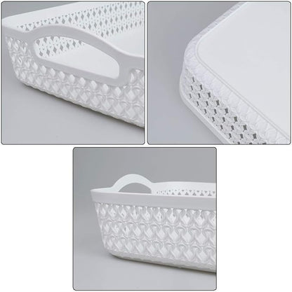 A4 Paper Tray, Plastic Storage Basket Trays, White, Set of 6