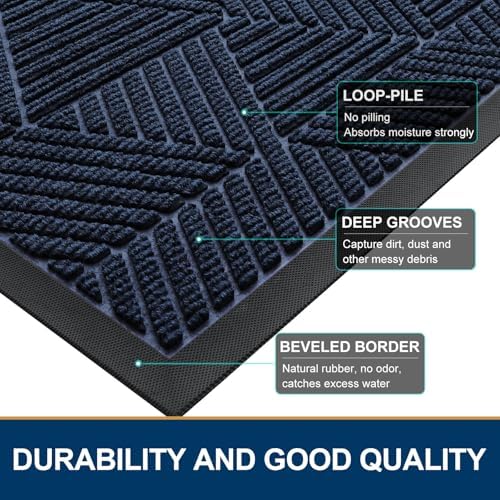 Smiry Front Door Mat Outside Entrance, Low Profile Rubber Doormat, 29.5x17 - Image 4