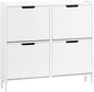 SoBuy Shoe Storage Cabinet for Entryway, Freestanding Shoe Organizer Cabinet, Narrow Slim Hidden Shoe Rack, FSR170 (White, 4-Drawers)