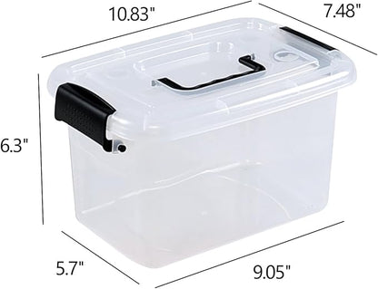 6 Quart Plastic Storage Box with Handle, Clear Latching Bin with Lids, 6 Packs