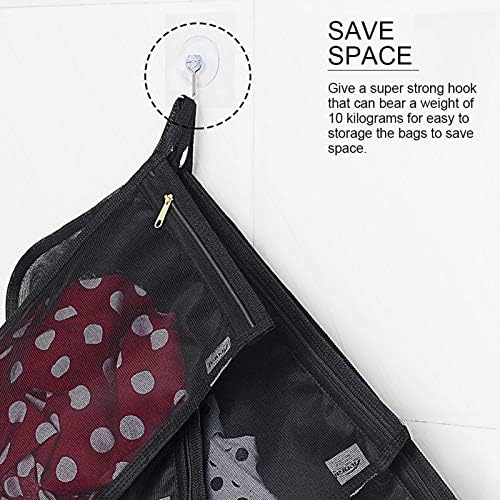 TENRAI Delicates Laundry Bags, Bra Fine Mesh Wash Bag for Underwear, Lingerie, Bra, Pantyhose, Socks, Use YKK Zipper, Have Hanger Loops (Black, 1 Large & 1 Medium) (Pack of 2) - Image 4