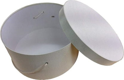 Sarah's Hat Boxes Classic Ivory Hat Box – 21.5" x 11.5" (Dia. x Ht.) Handmade in USA – Odorless Non-Toxic Adhesive, Cording Handle – Premium Storage for Hats & Accessories