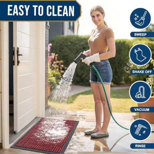 Smiry Front Door Mat Outside Entrance, Low Profile Rubber Doormat, 47x23 - Image 6