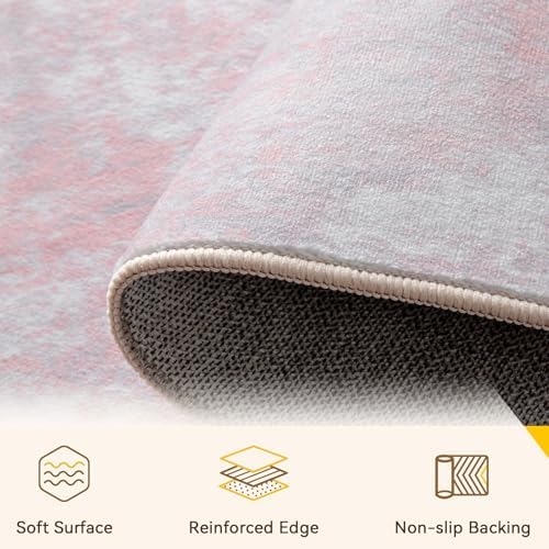 RELEANY Washable 3'x5' Abstract Area Rug for Living Room Gray Pink - Image 4