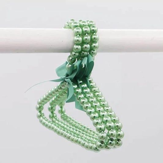 2Pcs Fashion Plastic Pearl Bow Clothes Clothing Hanger Hangers for Kids Children Pet Dog Faux Pearl Bow Clothes Hangers Plastic Pearl Beaded Bow Clothes Dress Coat Hanger