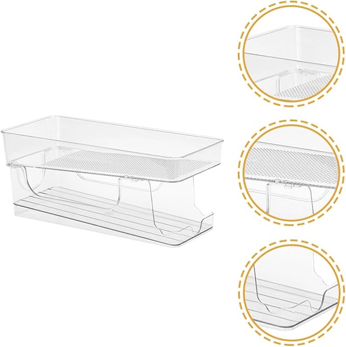 OSALADI Double-layer Soda Can Organizer Dispenser, Stackable Plastic Can Holder with Auto-rolling Function for Fridge and Home Kitchen Storage