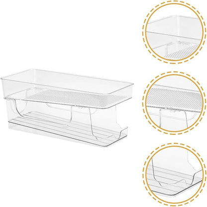 OSALADI Double-layer Soda Can Organizer Dispenser, Stackable Plastic Can Holder with Auto-rolling Function for Fridge and Home Kitchen Storage