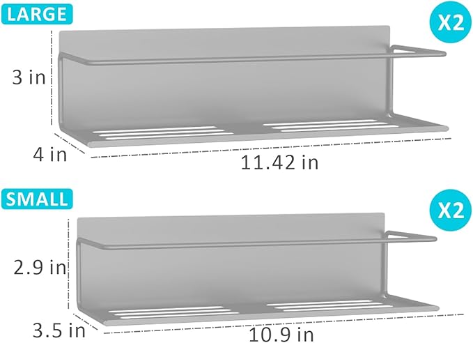 Magnetic Spice Rack For Refrigerator, Space Saving Magnetic Shelf For Fridge Grey 4 Pack With Magnetic Paper Towel Holder