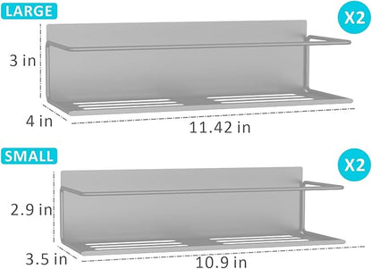 Magnetic Spice Rack For Refrigerator, Space Saving Magnetic Shelf For Fridge Grey 4 Pack With Magnetic Paper Towel Holder