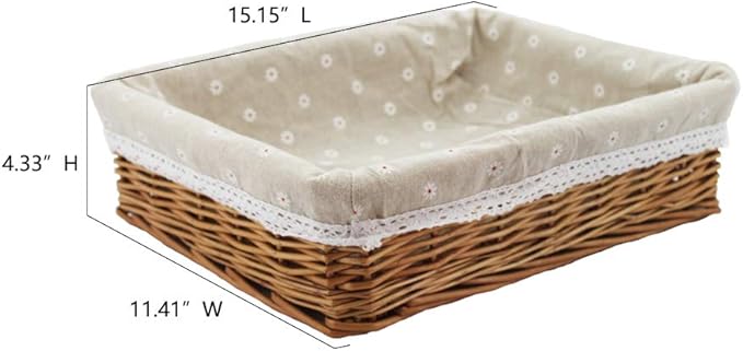 Kingwillow, Wicker Storage basket, Rectangular Storage Basket, Arts and Crafts. (Natural)