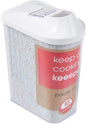 keeeper Paola Jug Box for Dry Food, Adjustable Dosing Lid, Plastic, 1.5 L, 11.5 x 7 x 21 cm, White