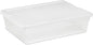 Sterilite 28 Qt Underbed Storage Box, Stackable Bin with Lid, Plastic Container to Organize, Bedroom, Clear Base and White Lid, 1-Pack