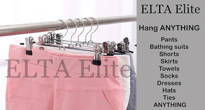 10 Pack Pant/Skirt Hangers Set with Clips