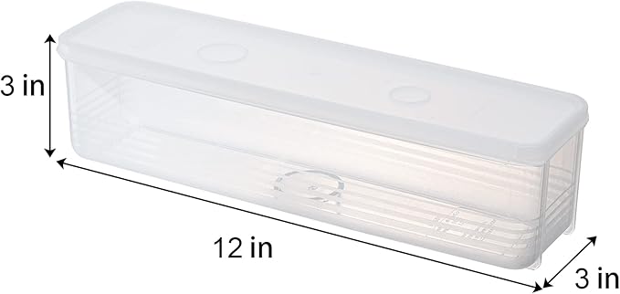 ZENFUN Set of 6 Pasta Storage Containers with Lid, Airtight Spaghetti Noodle Holder Rectangular Chopstick Storage Box Sealed Noodle Canisters for Refrigerator, Kitchen Pantry, 3" x 12" x 3", BPA-FREE