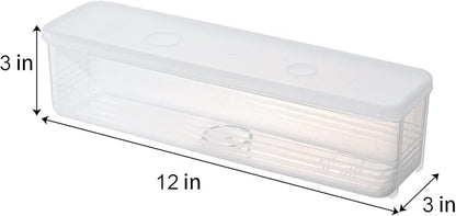 ZENFUN Set of 6 Pasta Storage Containers with Lid, Airtight Spaghetti Noodle Holder Rectangular Chopstick Storage Box Sealed Noodle Canisters for Refrigerator, Kitchen Pantry, 3" x 12" x 3", BPA-FREE