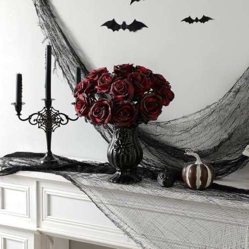 Nubry Artificial Silk Roses, 10pcs Fake Burgundy Roses Bouquet - Image 6
