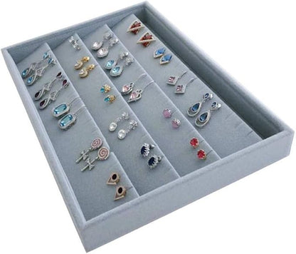 Premium Quality Grey Velvet Stackable Organizer Tray Earrings Jewelry Storage Store Home Organization Closet Drawer Inserts Dividers