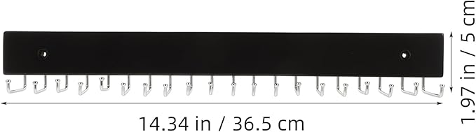Amosfun Wall Mounted Belt and Tie Rack 14.37 Inch Organizer with Hooks for Scarves Accessories Space-Saving Multifunctional Belt and Tie Hanger for Closet Storage