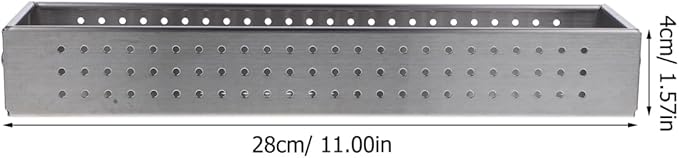Hemoton Stainless Steel Utensil Storage Box 304 Cutlery Organizer with Drainage Design Large Capacity Rectangular Chopstick Holder for Kitchen and Restaurant 11.02X2.67X1.57 Inches