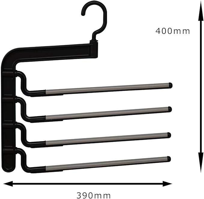 Pants and Skirts Non-Slip Slack Hanger Rotating Hook Type Best line New 4 Stop Black Made in Japan