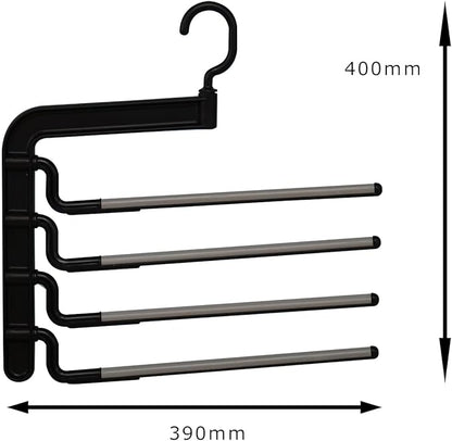 Pants and Skirts Non-Slip Slack Hanger Rotating Hook Type Best line New 4 Stop Black Made in Japan