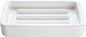 Matte Ceramic Soap Dish with Raised Ridges, Rectangle Bar Soap Holder for Bathroom Counter, Shower and Kitchen Sink, White